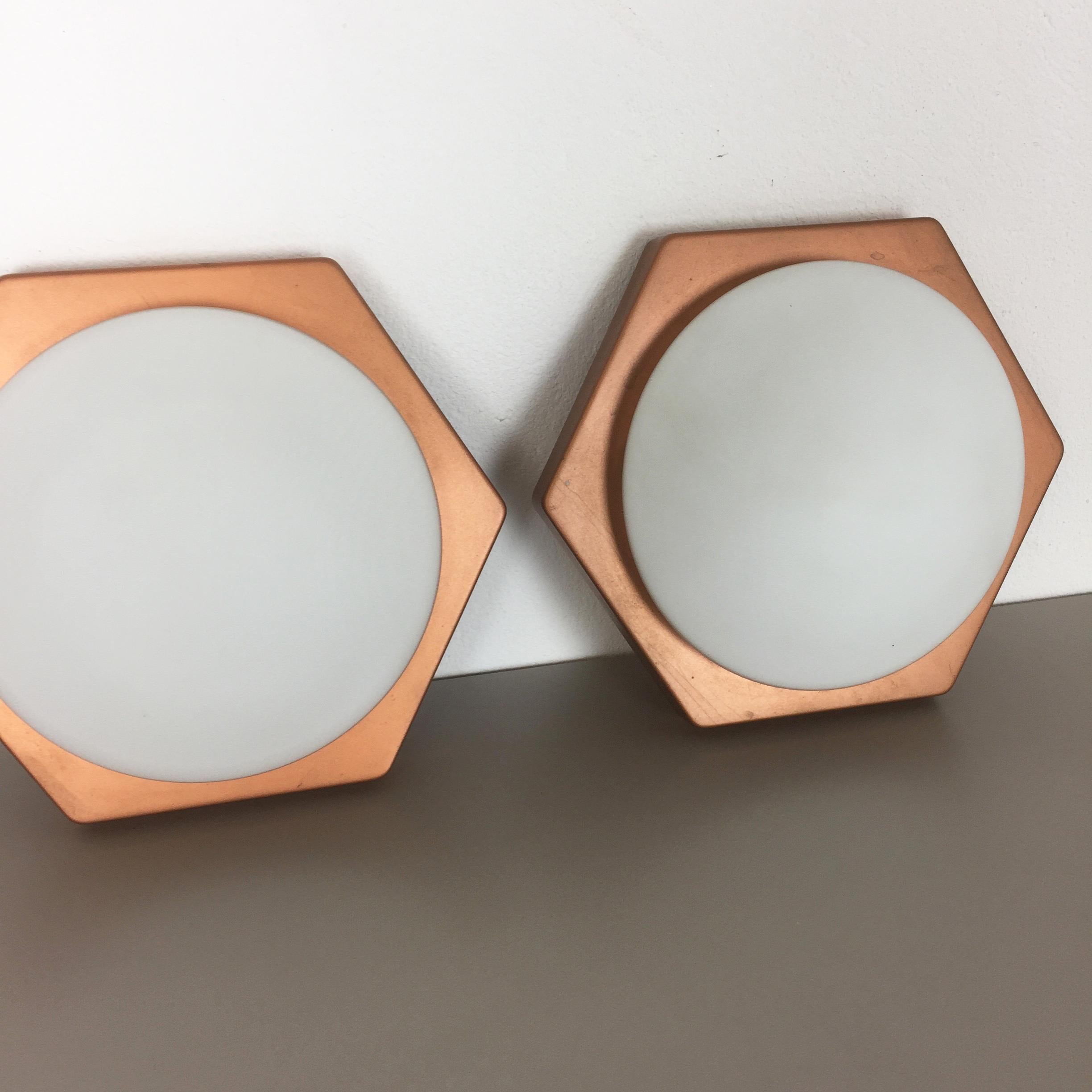 German Set of 2 Cubic Wall Lights by Rolf Krüger for Heinz Neuhaus Leuchten, 1971