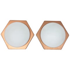 Set of 2 Cubic Wall Lights by Rolf Krüger for Heinz Neuhaus Leuchten, 1971