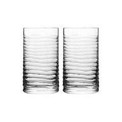 Set of 2 Cut Crystal High Ball Glasses Barware Handcrafted in Italy