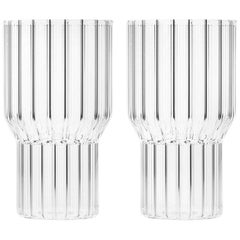 EU Clients Set of 2 Contemporary Fluted Boyd Large Highball Glasses in Stock