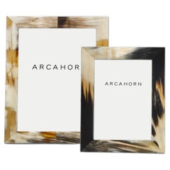 Set Of 2 Dafne Picture Frames in Dark Horn & Lacquered Black Wood by Arcahorn