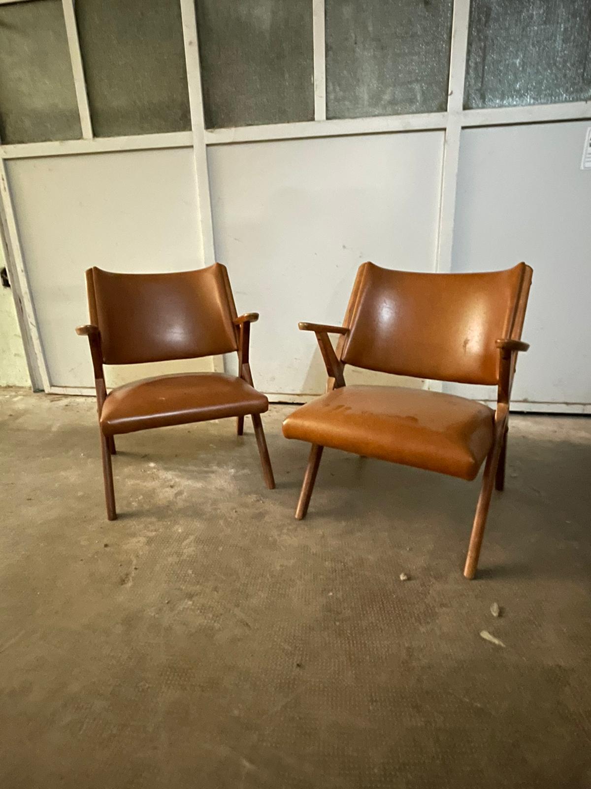 Mid-Century Modern Ensemble de 2 fauteuils Dal Vera, Italie, années 1960 en vente