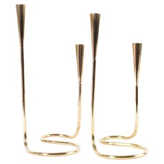 Set of 2 Danish Brass Serpentine Double Candlestick for Illums Bolighus 1960s