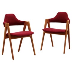 Set of 2 Danish Dining Table Chairs Model Compas Kai Kristiansen for Sva Mobler
