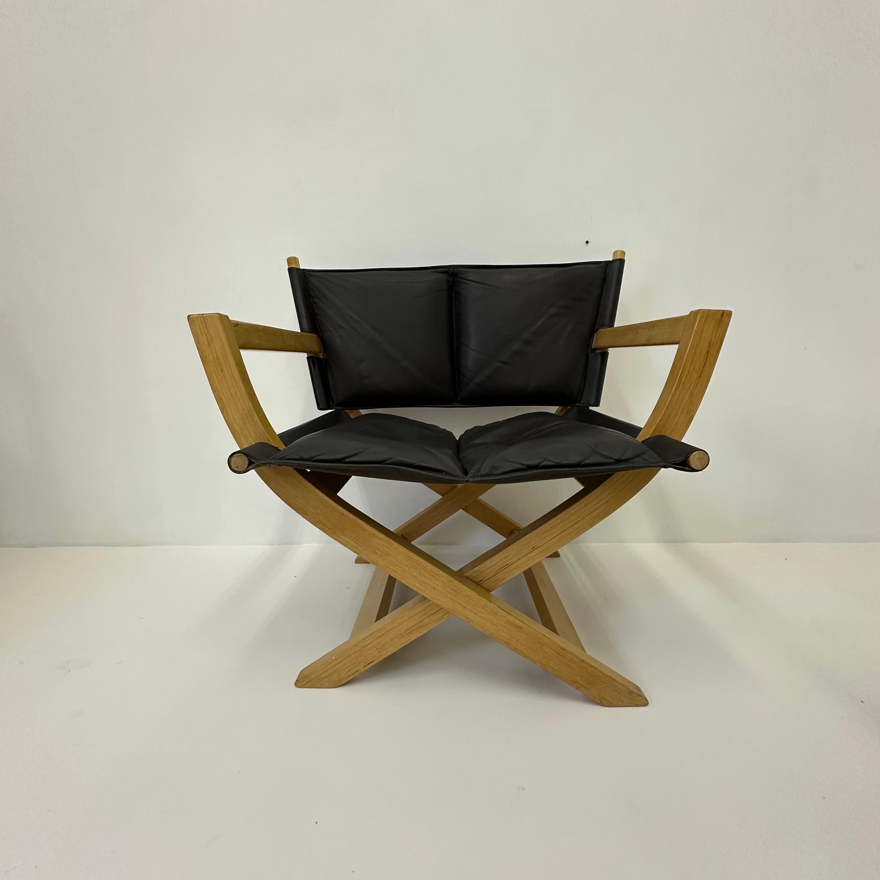 Cuir Ensemble de 2 chaises pliantes danoises par Foldes, années 1970 en vente