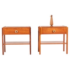 Set of 2 Danish Mid-Century Teak Veneer Bedside Tables — 1960s
