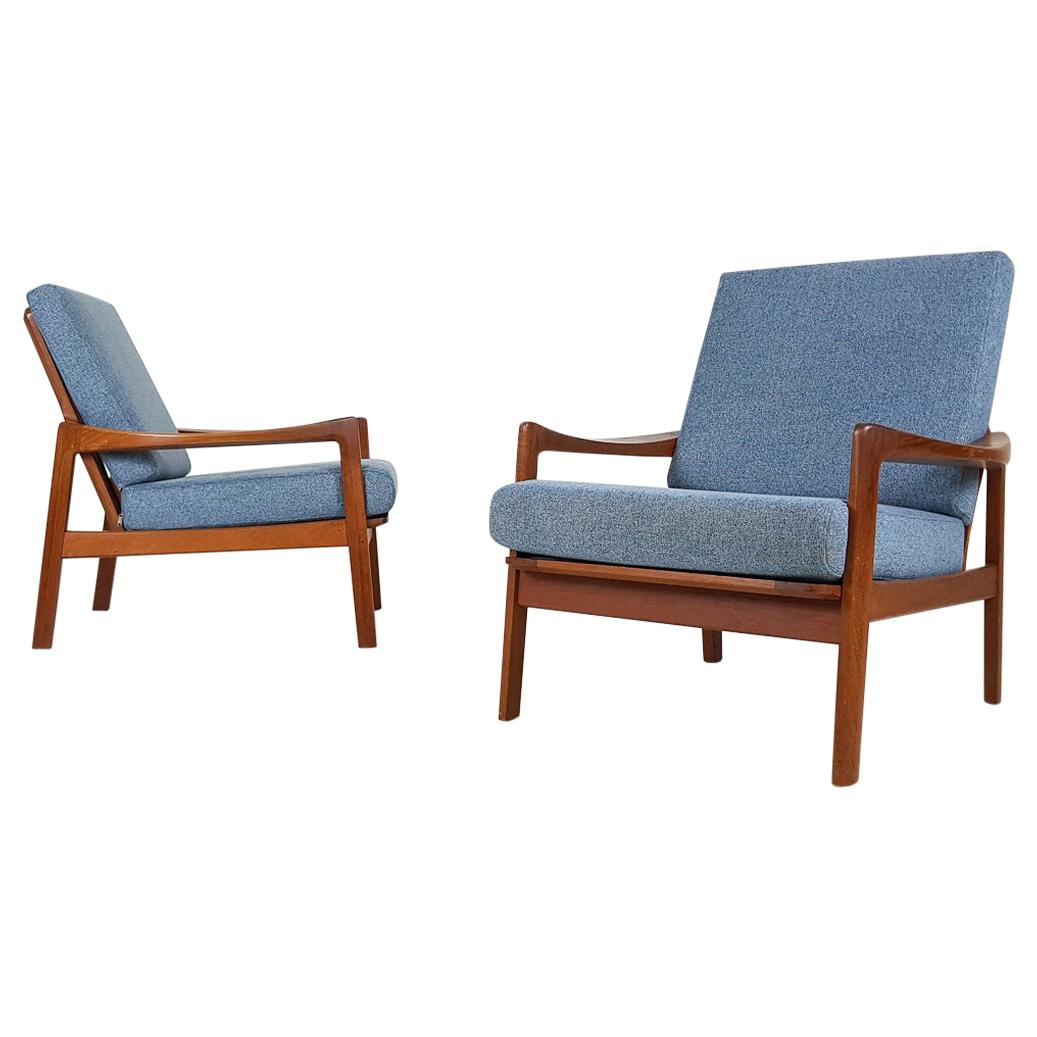 Set of 2 Danish Modern Teak Lounge or Armchairs, Denmark, 1960s