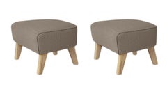 Set of 2 Dark Beige Natural Oak RafSimonsVdar3 My Own Chair Footstool by Lassen
