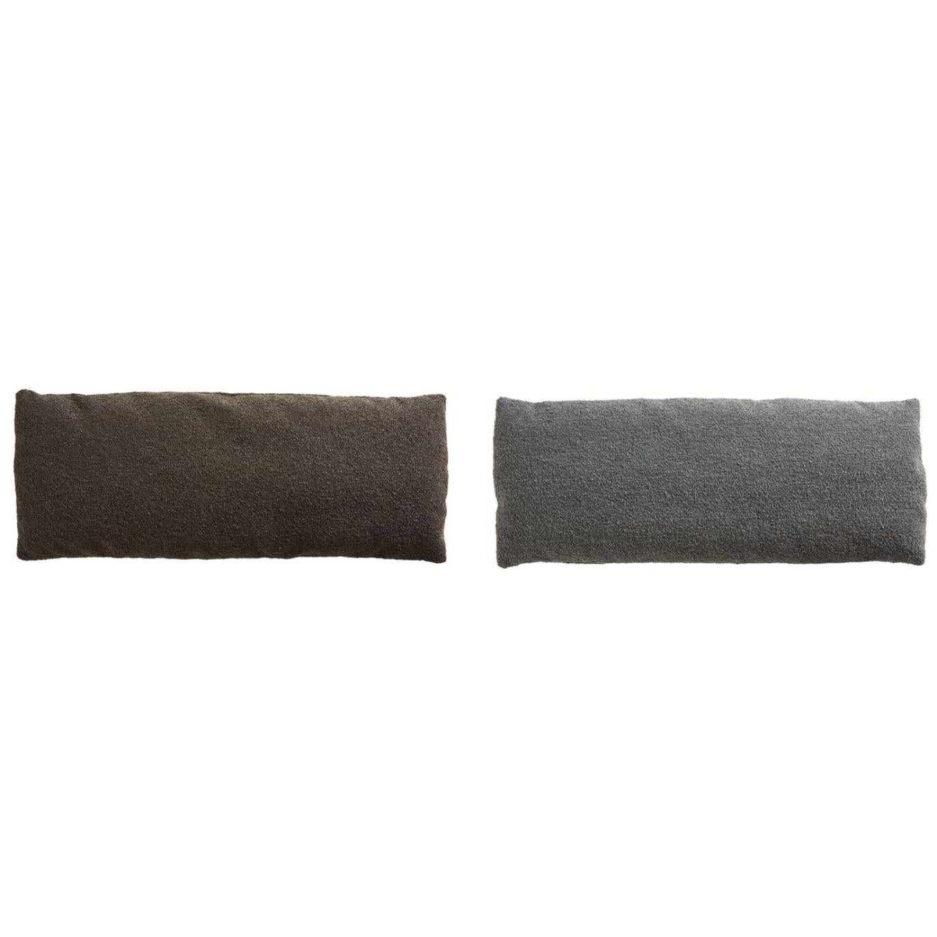 Set of 2 dark brown / grey level pillows by Msds Studio
Materials: Boucle
Dimensions: D 23.5 x W 67 x H 8.5 cm
Also available in different colours

The founders, Mia and Torben Koed, decided to put their 30 years of experience into a new