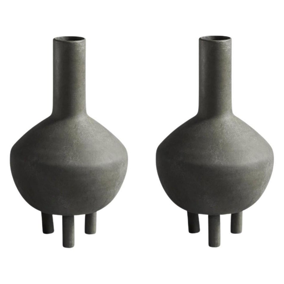 Set de 2 jarrones pato gris oscuro Fat by 101 Copenhagen