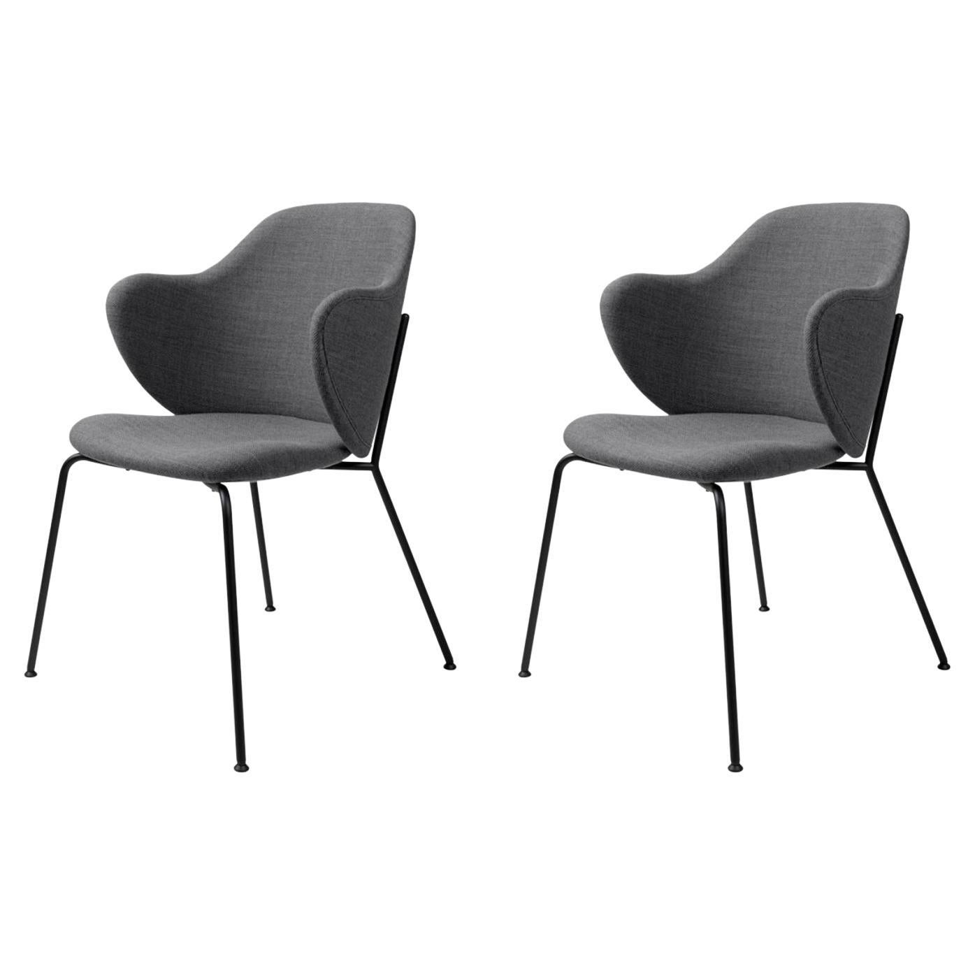 Set Of 2 Dark Grey Fiord Lassen Chairs by Lassen For Sale
