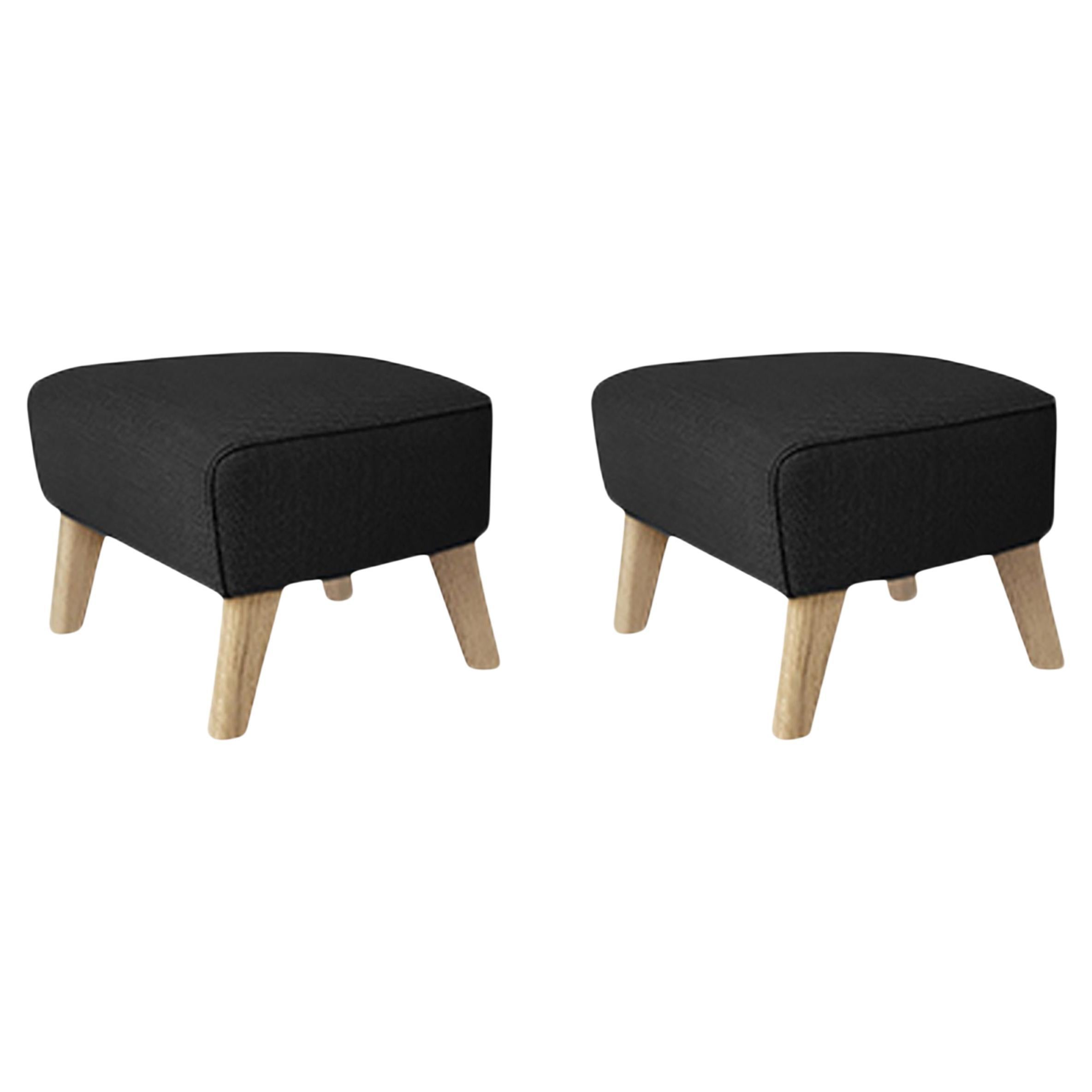 Set of 2 Dark Grey Natural Oak Raf Simons Vidar 3 My Own Chair Footstool, Lassen For Sale