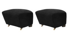 Set of 2 Dark Grey Smoked Oak Hallingdal the Tired Man Footstools by Lassen