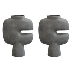Ensemble de 2 vases tribaux gris foncé Medio par 101 Copenhague