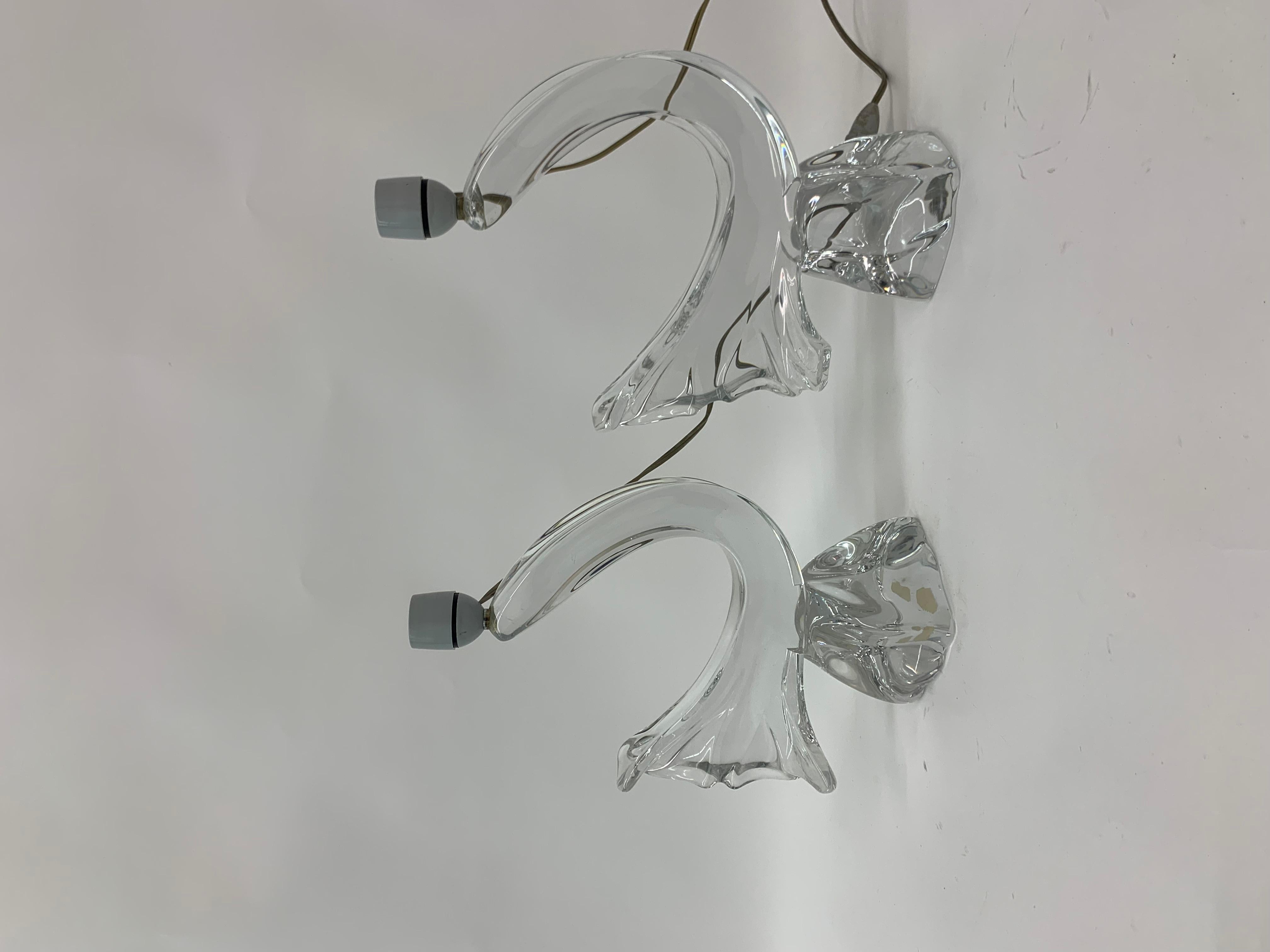 Ensemble de 2 lampes de table Daum France en cristal, années 1950 en vente 2