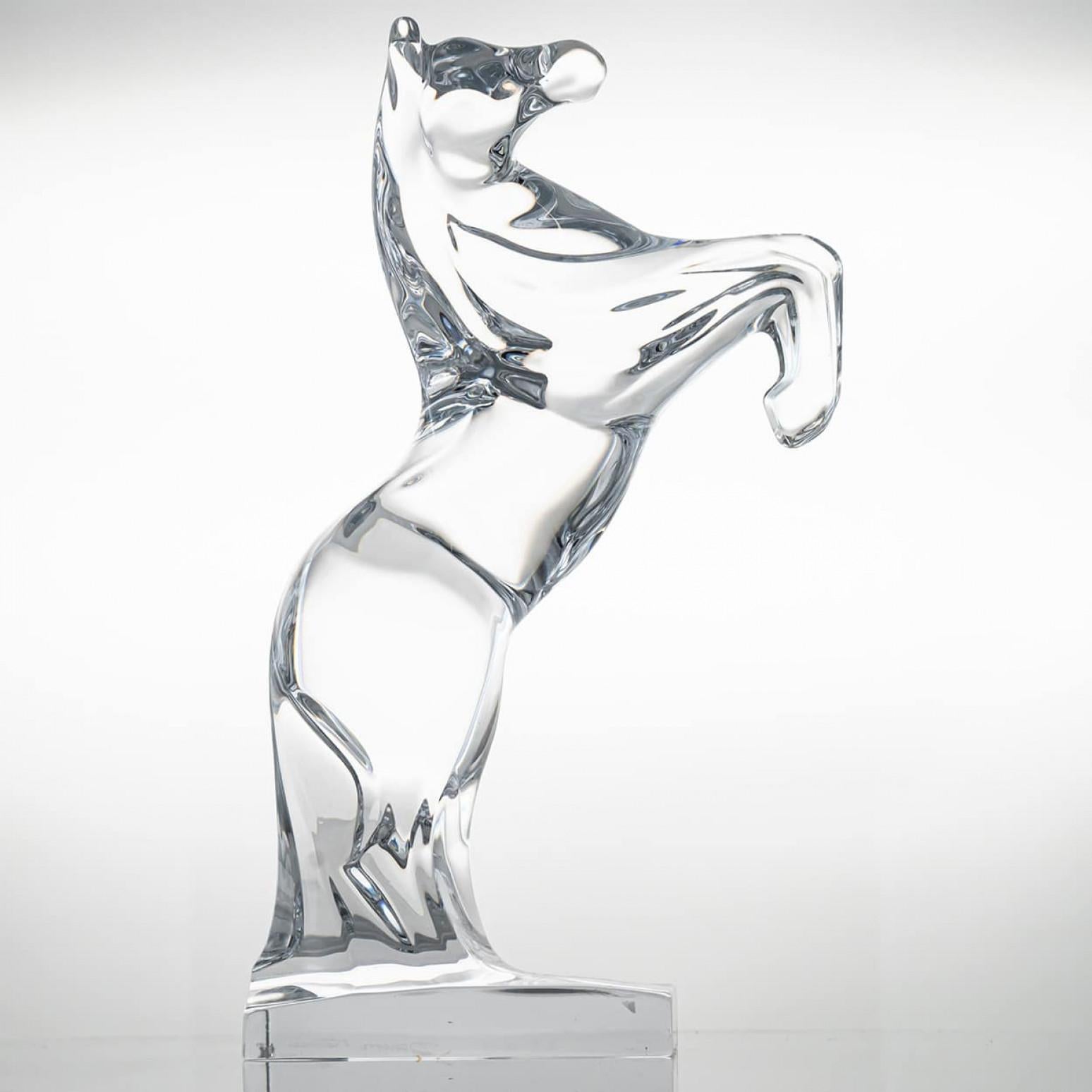 2er-Set Daum Aufzuchtpferde Klarglas-Skulpturen, Frankreich im Zustand „Gut“ im Angebot in Rijssen, NL