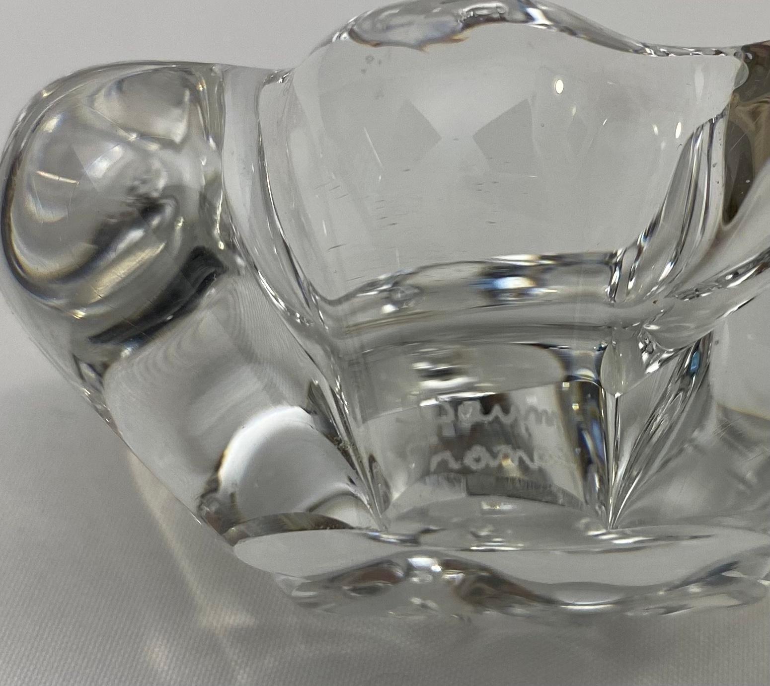 French Set of 2 Daum Salt and Pepper Crystal Serving Dishes by Daum France Signed For Sale
