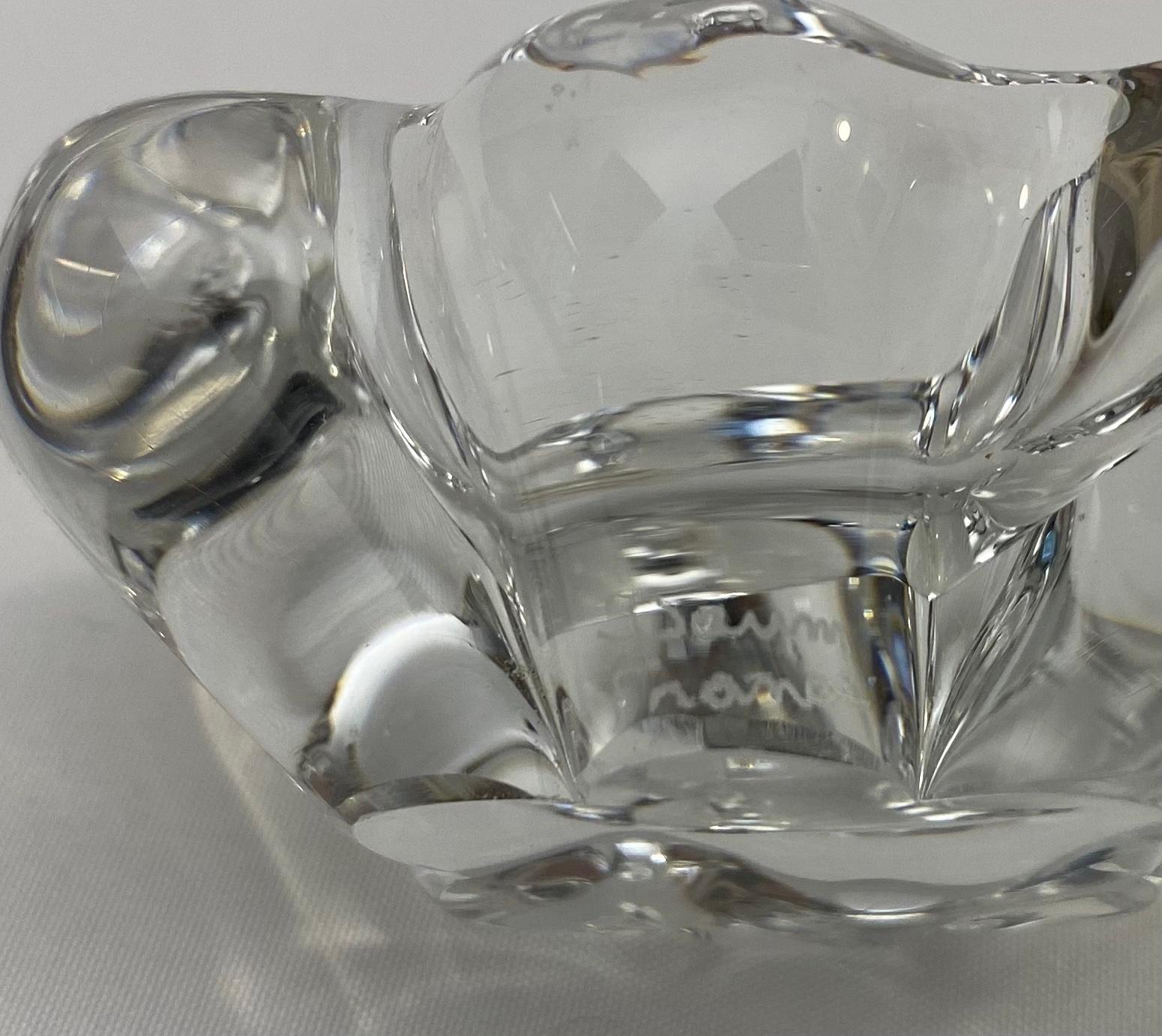 Lote de 2 platos de cristal para servir sal y pimienta de Daum France Firmado Francés en venta
