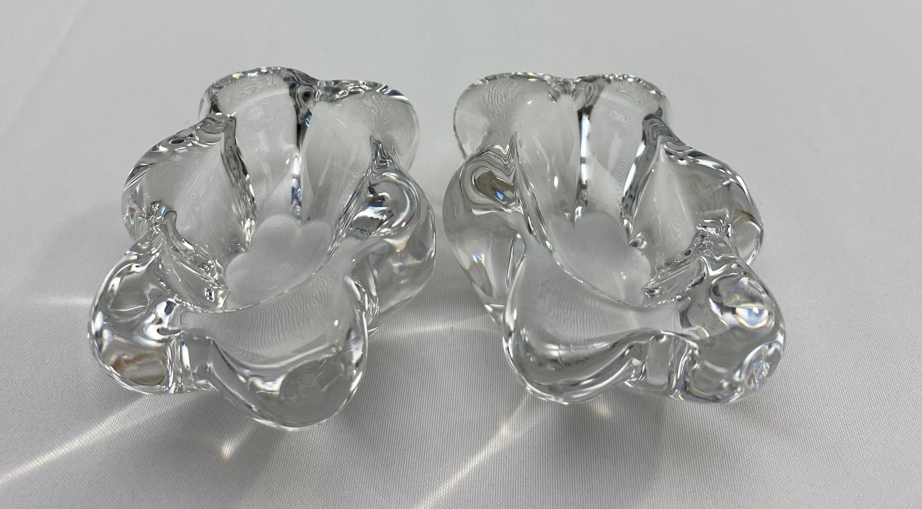 20th Century Set of 2 Daum Salt and Pepper Crystal Serving Dishes by Daum France Signed For Sale