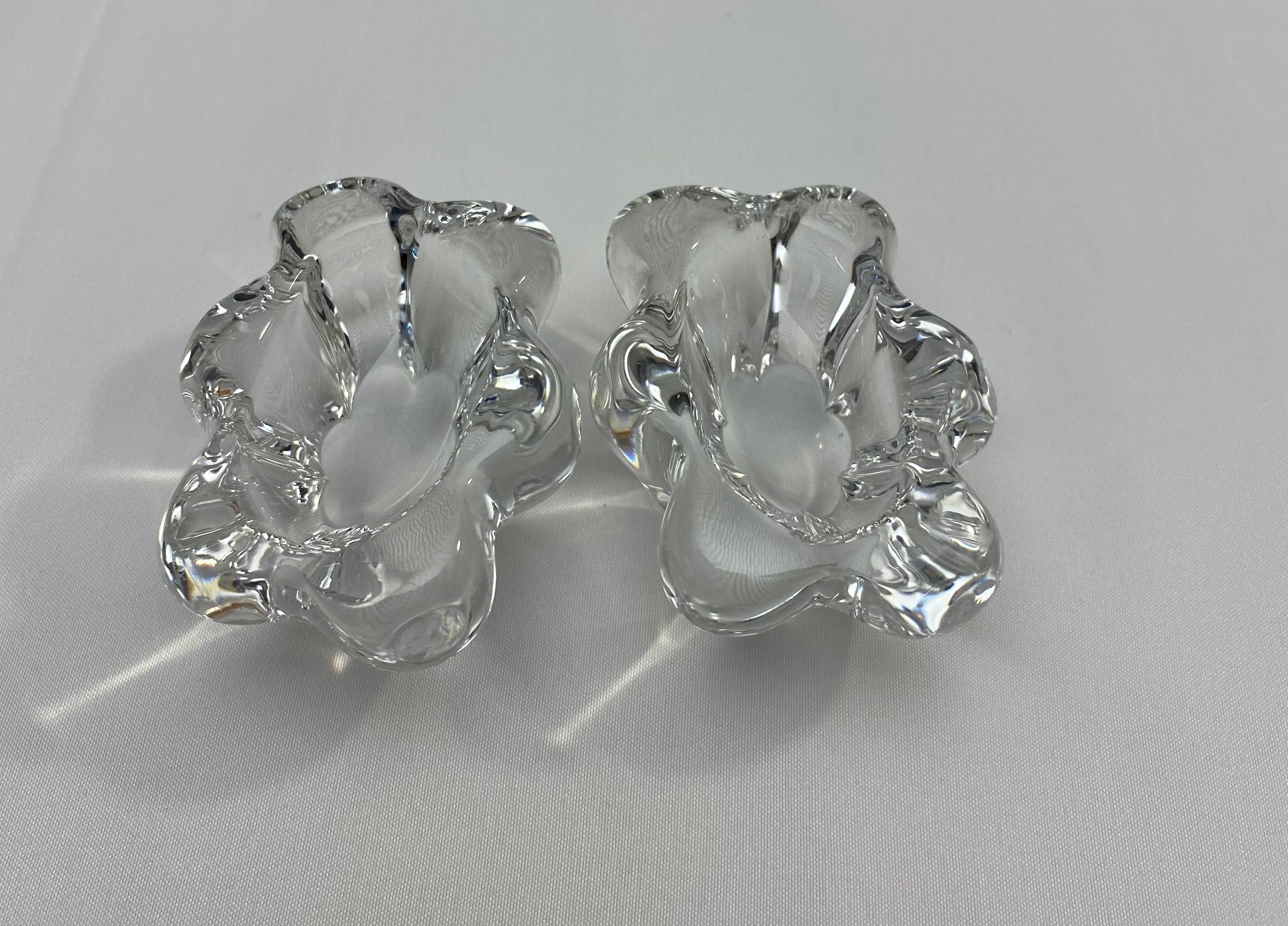 Set of 2 Daum Salt and Pepper Crystal Serving Dishes by Daum France Signed For Sale 2