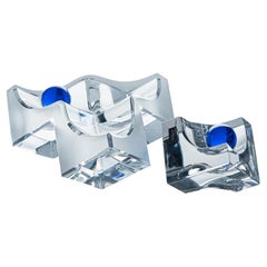 Set di 2 ciotole cubiste in cristallo smerigliato Daum Vide, Francia 1980