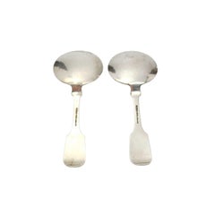 Set of 2 David Carlson Sterling Silver Arts & Crafts Tea Caddy Spoons
