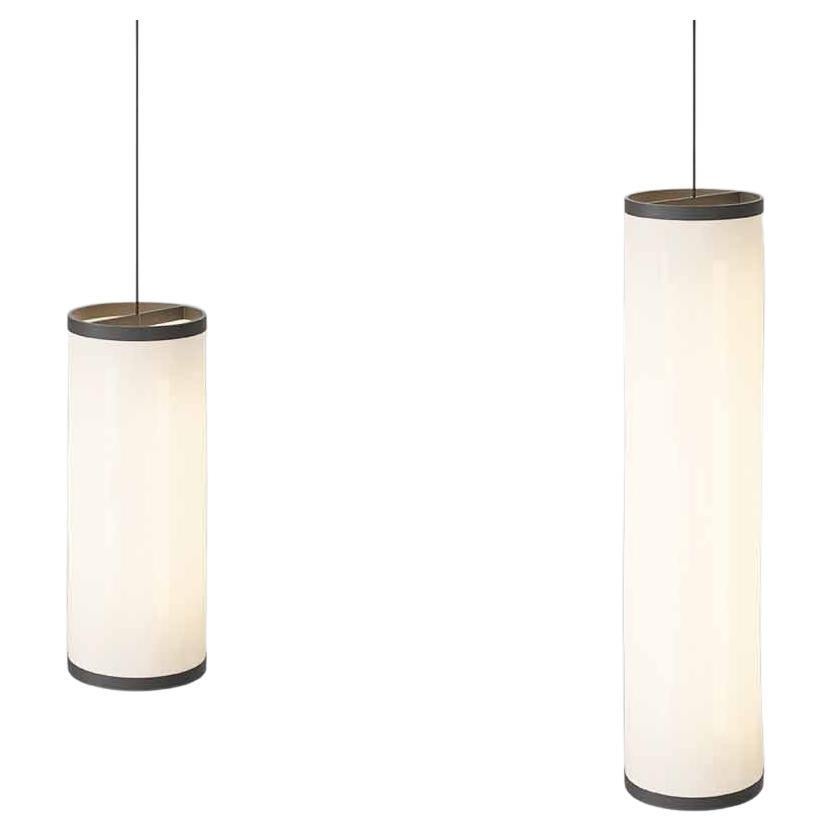 Set of 2 David Thulstrup Isol Suspension Lamp 30/76 - 30/126 Black for Astep
