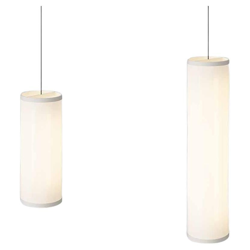 Set of 2 David Thulstrup Isol Suspension Lamp 30/76 - 30/126 Cream for Astep For Sale