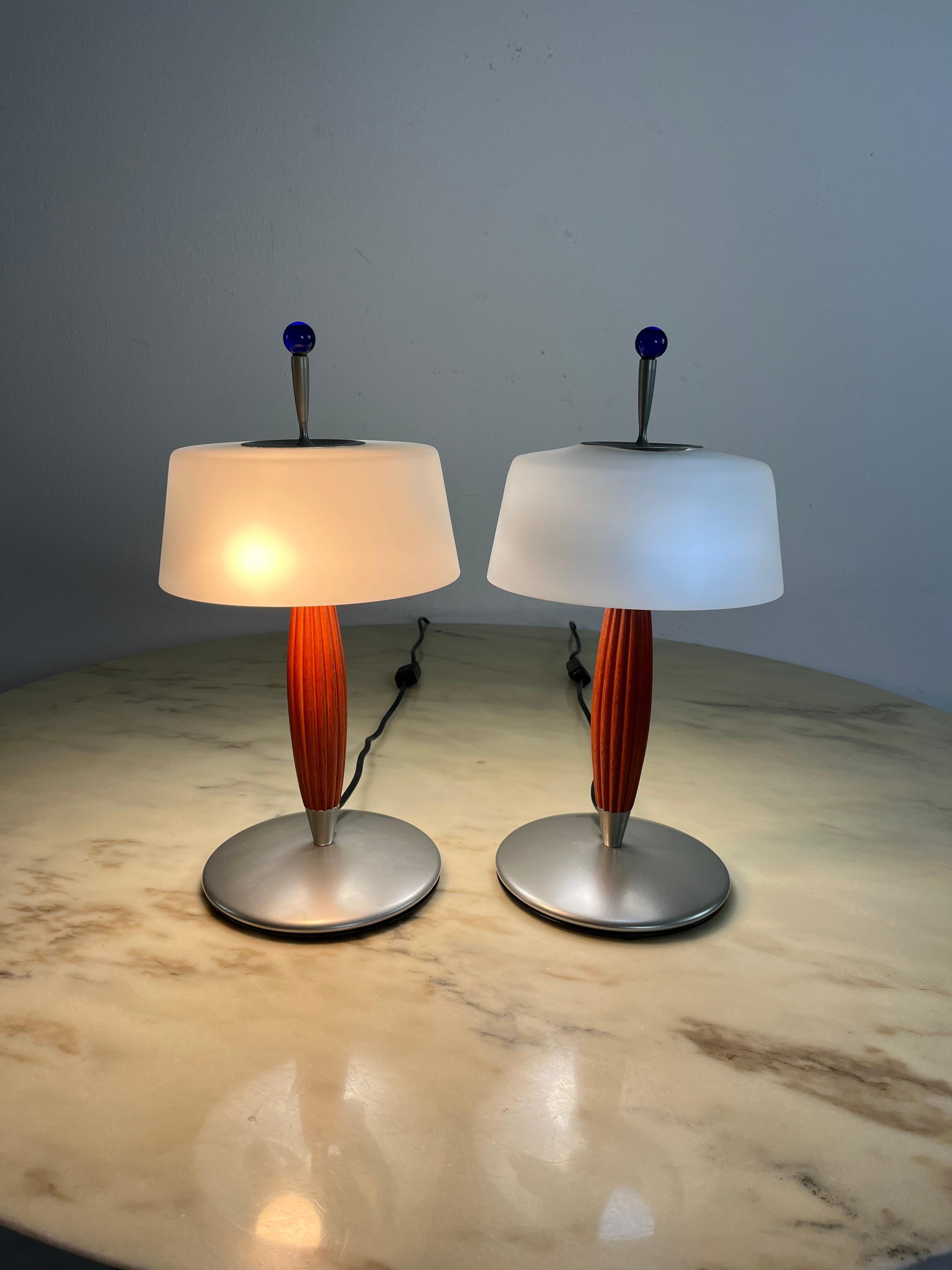2er-Set De Majo Murano Glas Tischlampen, 1980er Jahre im Angebot 1