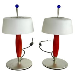 Set Of 2 De Majo Murano Glass Table Lamps, 1980s