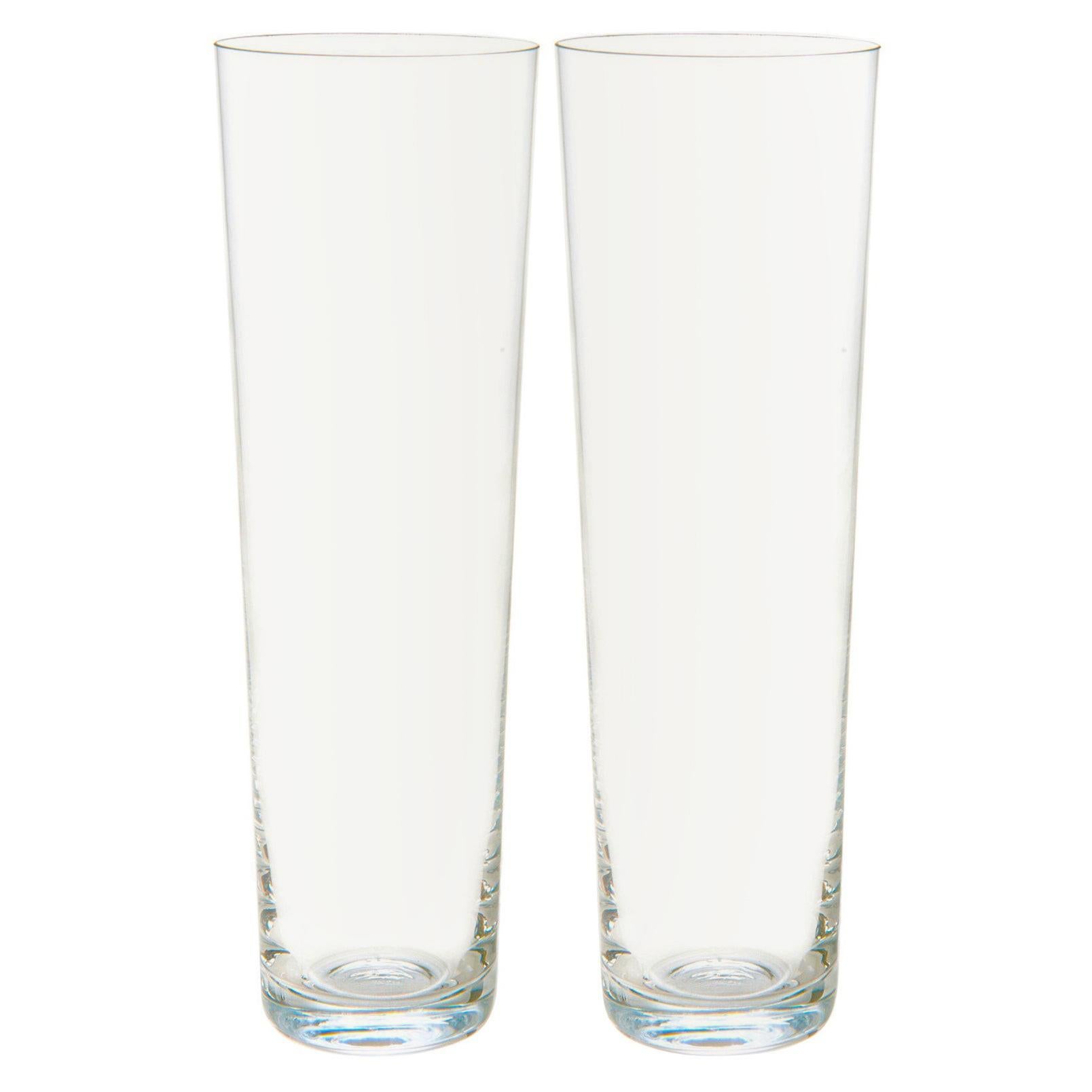 Set of 2 Deborah Ehrlich Simple Crystal Champagne Glasses, Hand Blown in Sweden