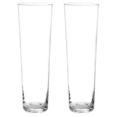 Set of 2 Deborah Ehrlich Simple Crystal Champagne Glasses, Hand Blown in Sweden
