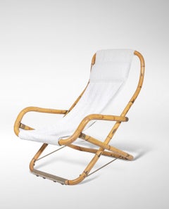 Set of 2 deckchairs in bamboo and brass, Vivai del sud (Attr.), Italy, 1970s