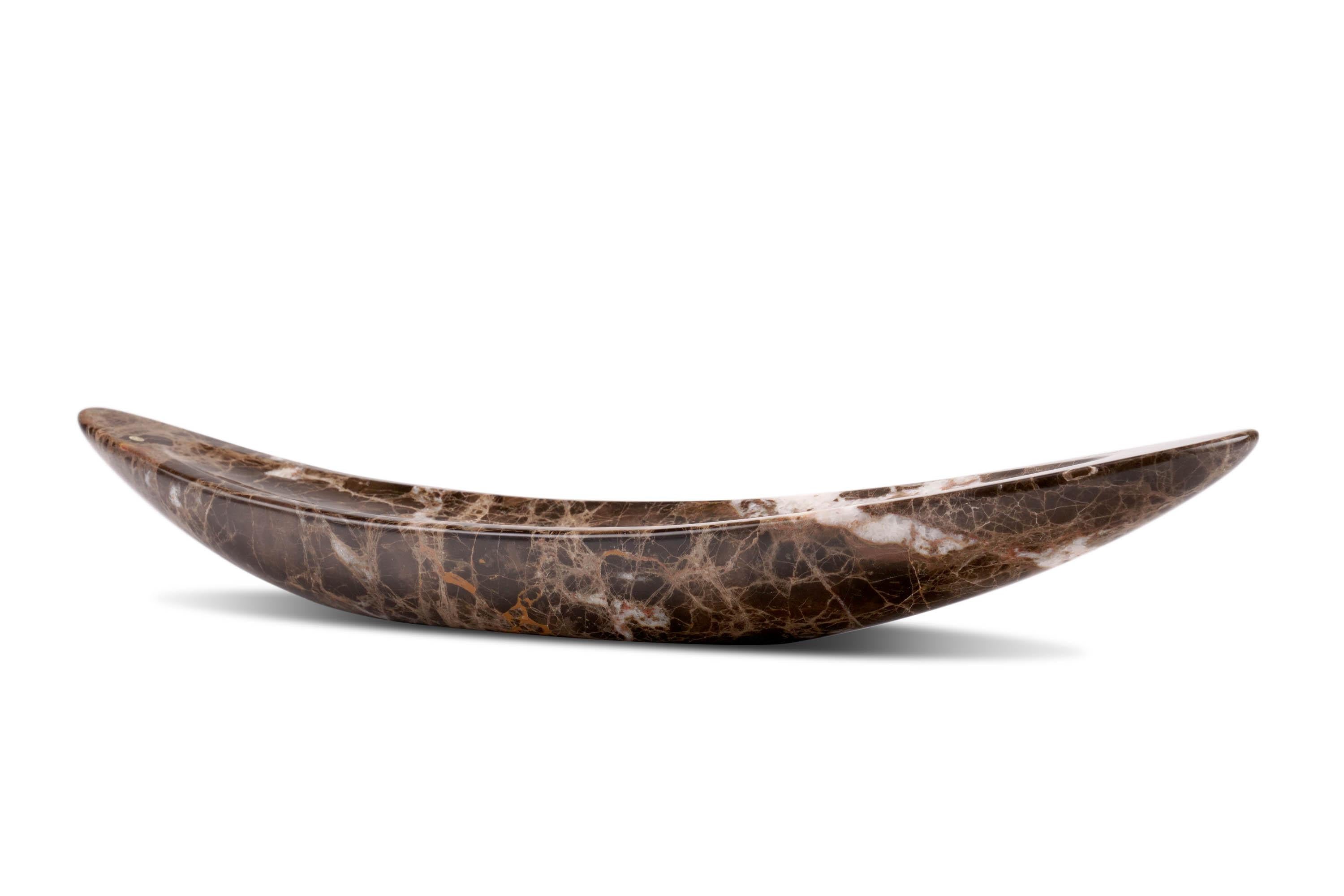 Contemporary Set of 2 Decorative Bowls Imperial Grey and Brown Emperador Marble Made in Italy For Sale
