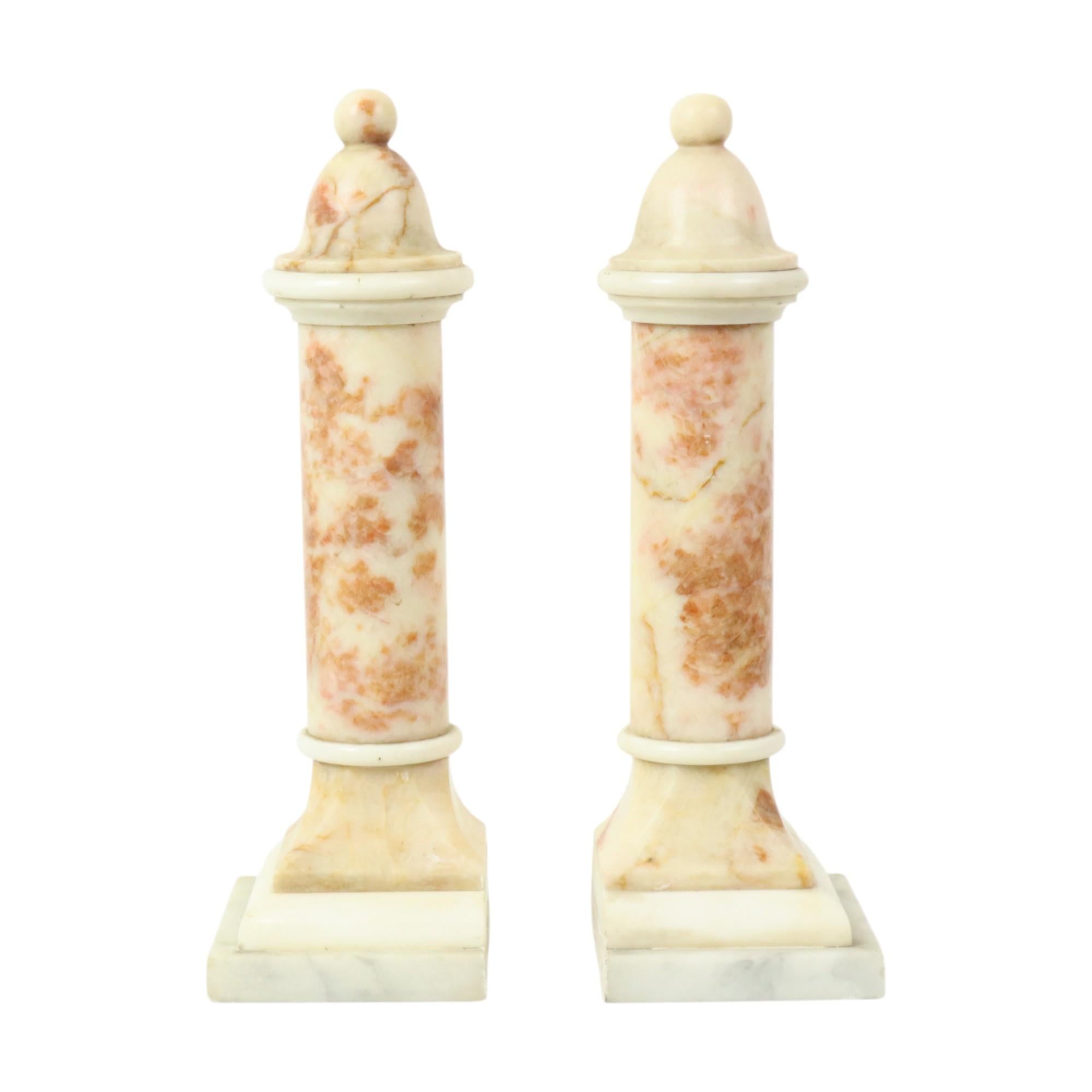 Set of 2 Decorative Marble Pillars Columns Classic 35cm For Sale 5