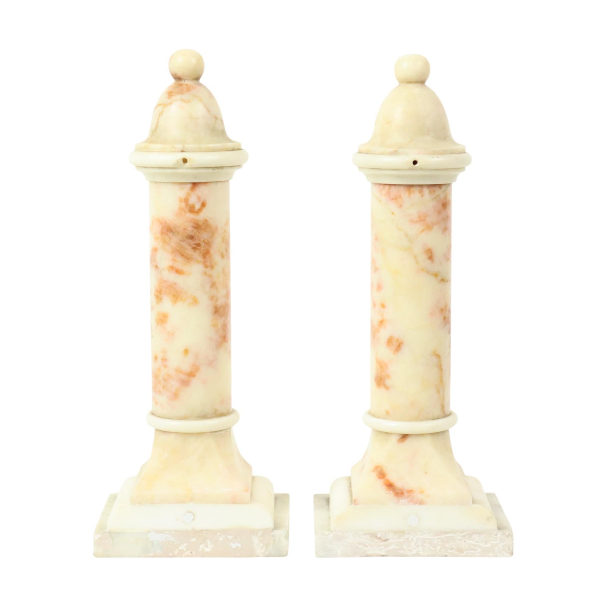 Set of 2 Decorative Marble Pillars Columns Classic 35cm For Sale 6