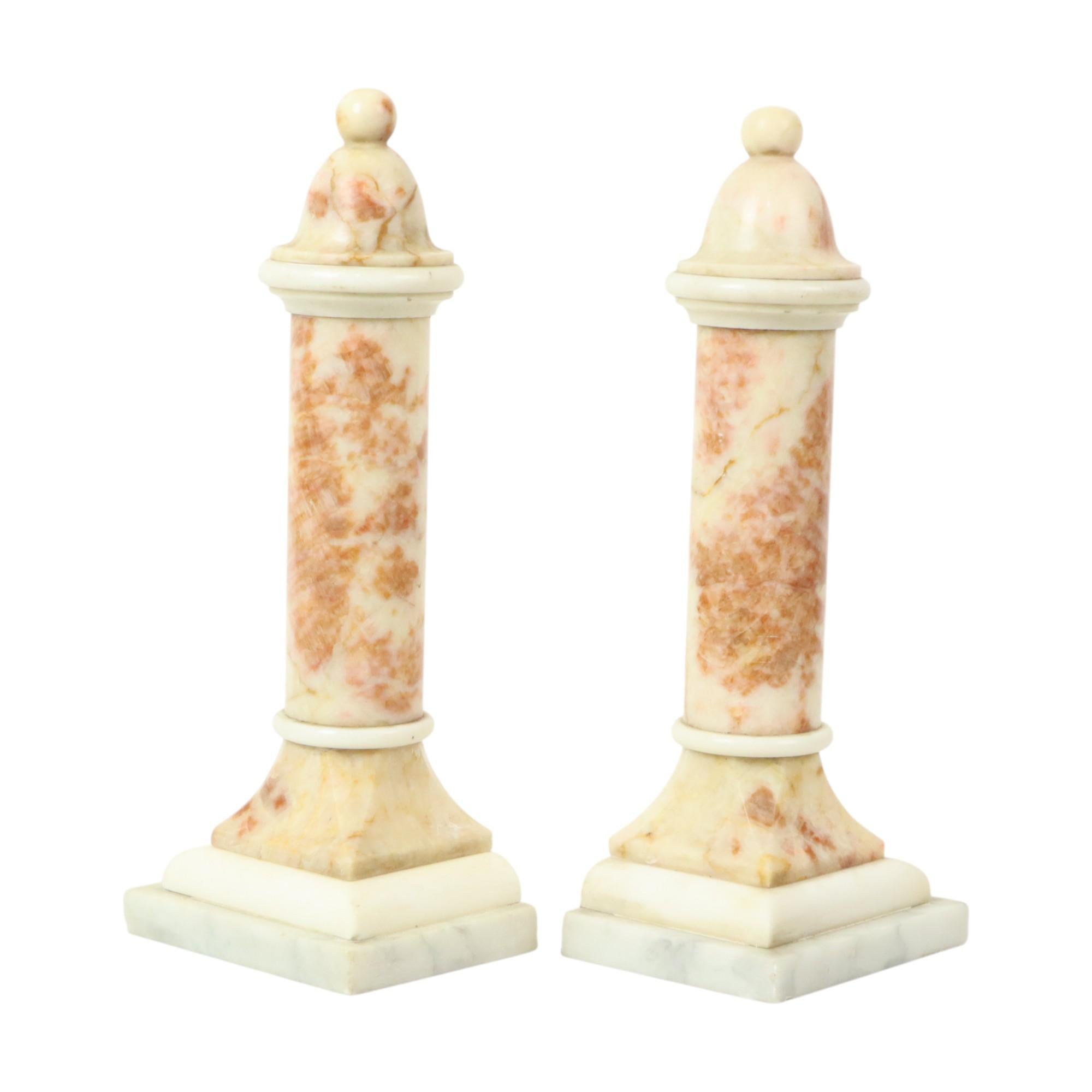 Set of 2 Decorative Marble Pillars Columns Classic 35cm For Sale 4