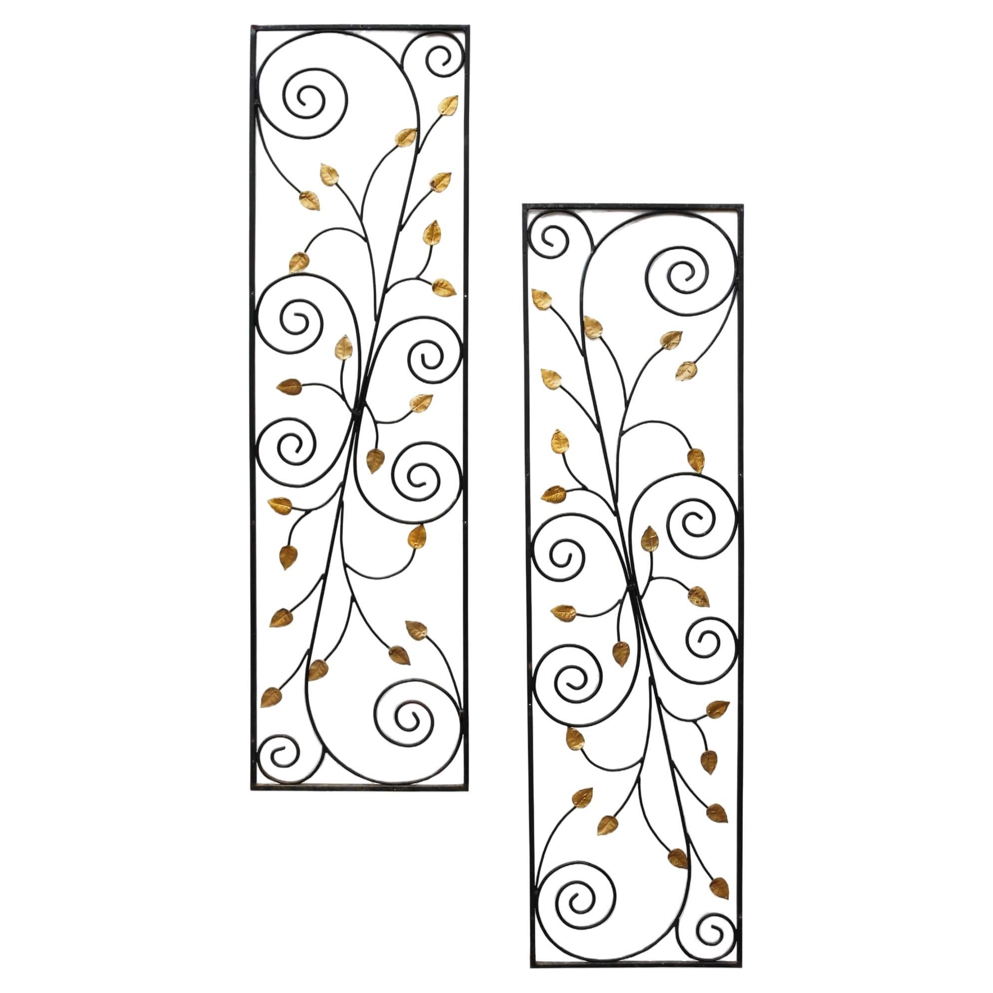 Set of 2 Decorative Wrought Iron Garden Panels For Sale
