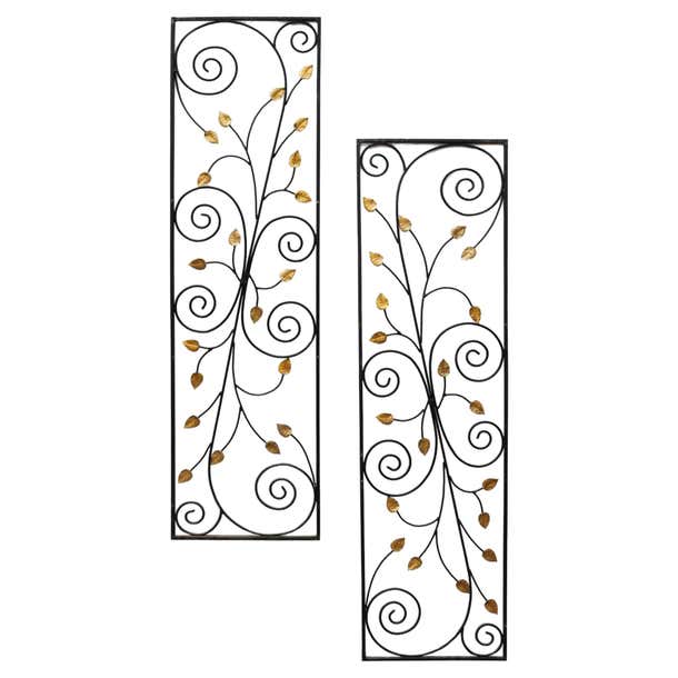 Set of 2 Decorative Wrought Iron Garden Panels For Sale at 1stDibs