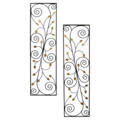 Retro Set of 2 Decorative Wrought Iron Garden Panels
