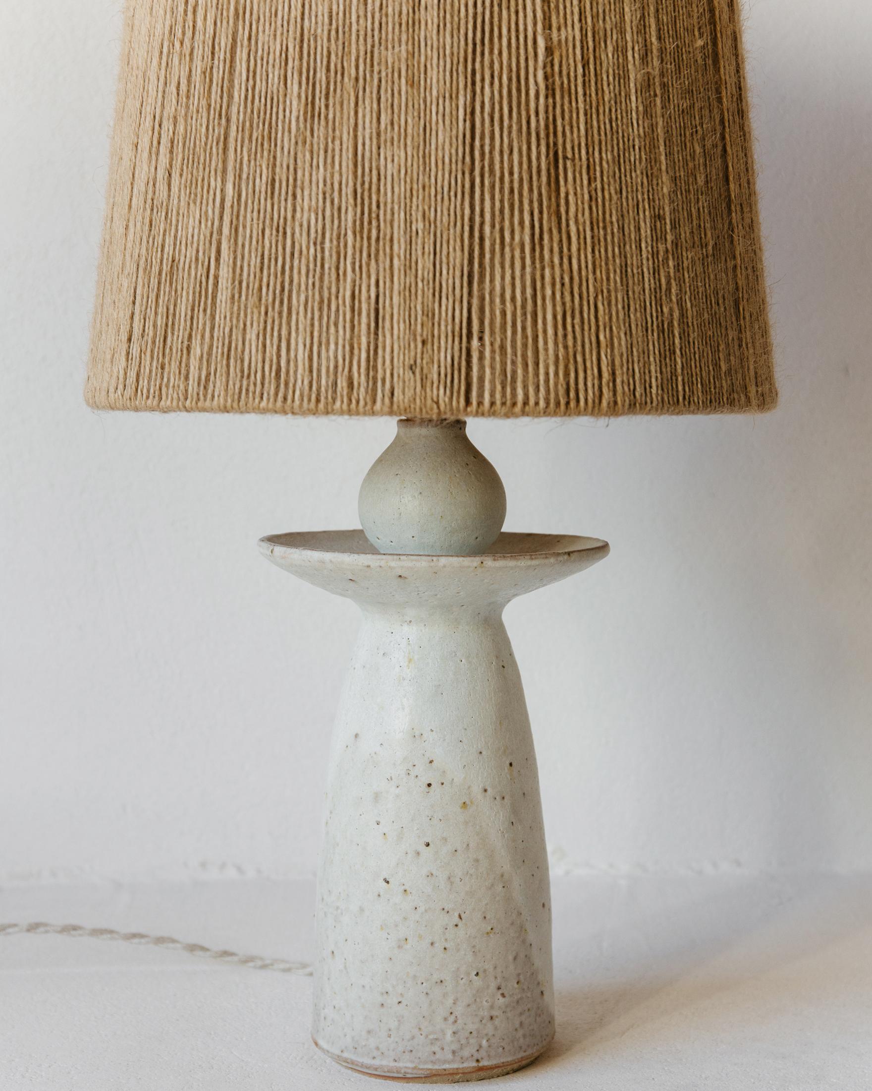 Français Set Of 2 Delphe White Cream Matt Ceramic Table Lamps by Grès Éditions en vente