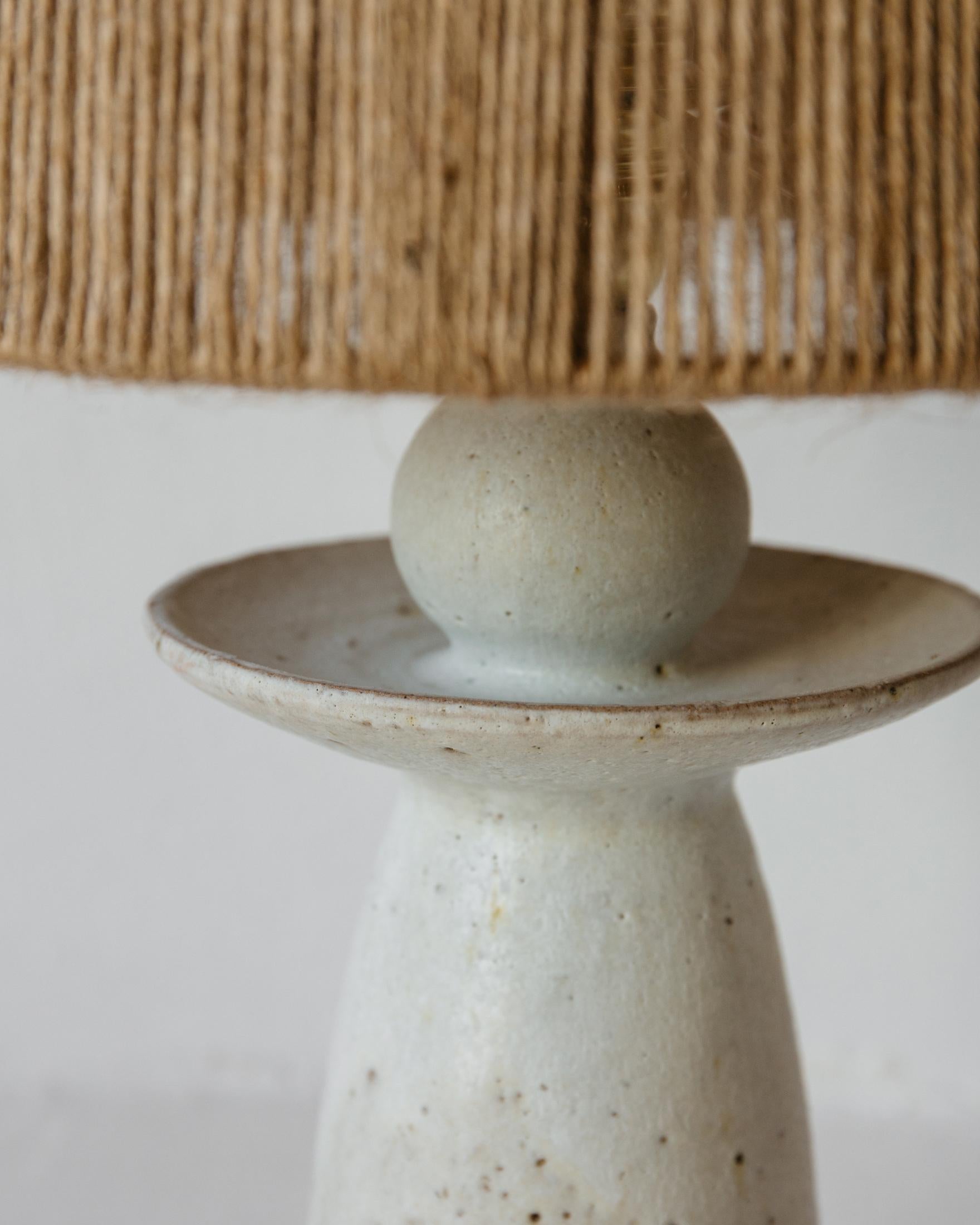 Autre Set Of 2 Delphe White Cream Matt Ceramic Table Lamps by Grès Éditions en vente