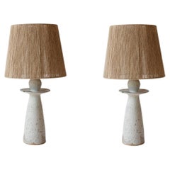 Set de 2 lámparas de sobremesa de cerámica mate crema blanca Delphe by Grès Éditions