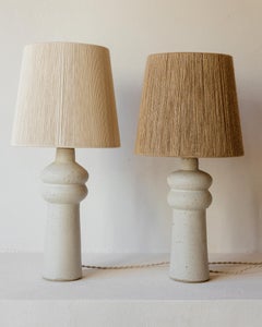 Set Of 2 Deneb Powdery White Cream Ceramic Table Lamps by Grès Éditions