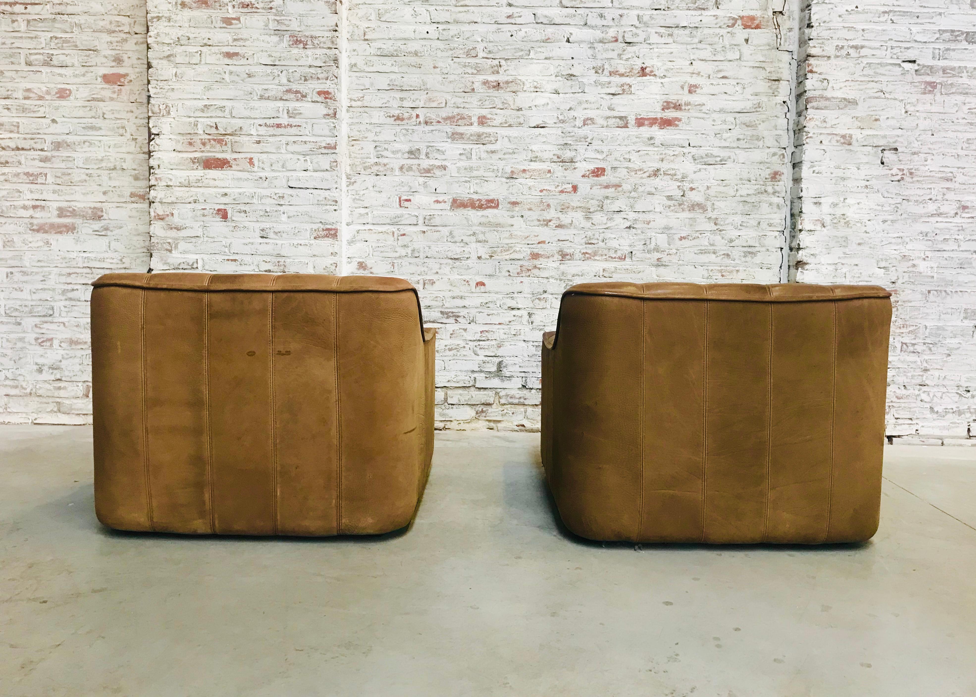 Mid-Century Modern Set of 2 De Sede Ds-44 Lounge Chairs in Neck Leather by Desede, 1970s