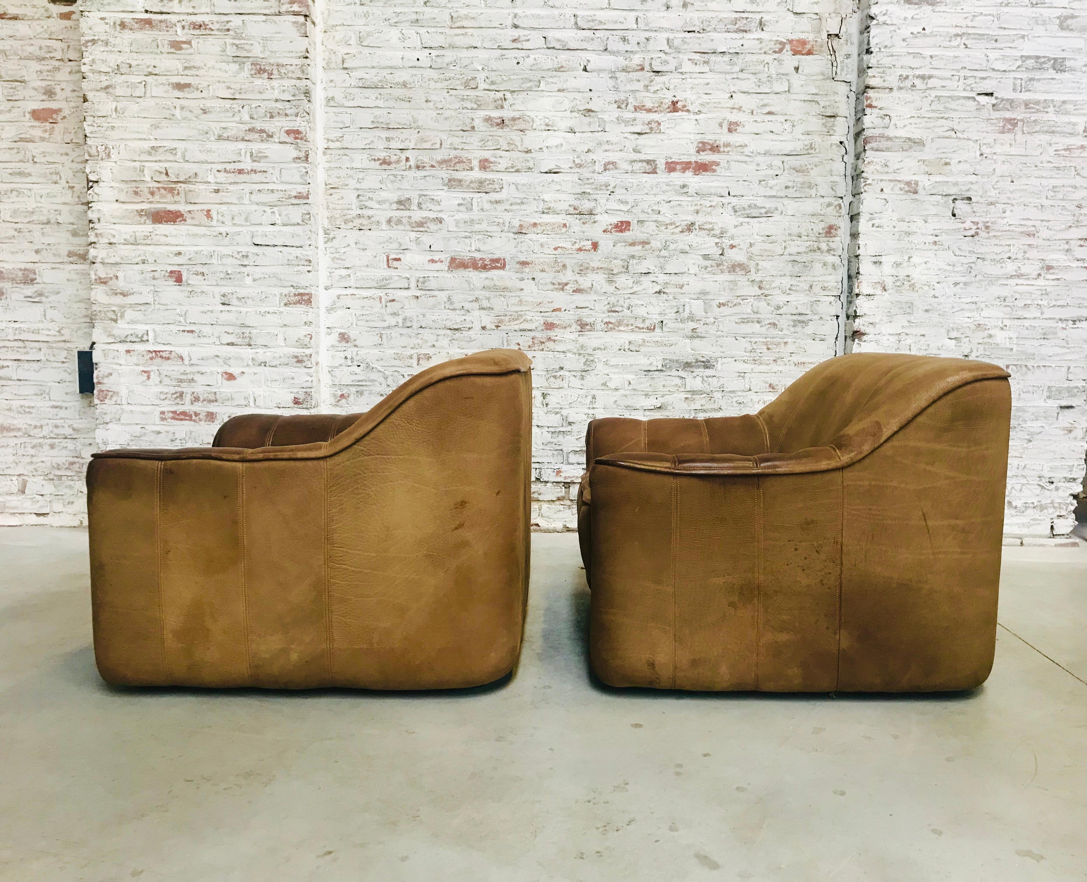 Set of 2 De Sede Ds-44 Lounge Chairs in Neck Leather by Desede, 1970s In Good Condition In Eindhoven, Netherlands