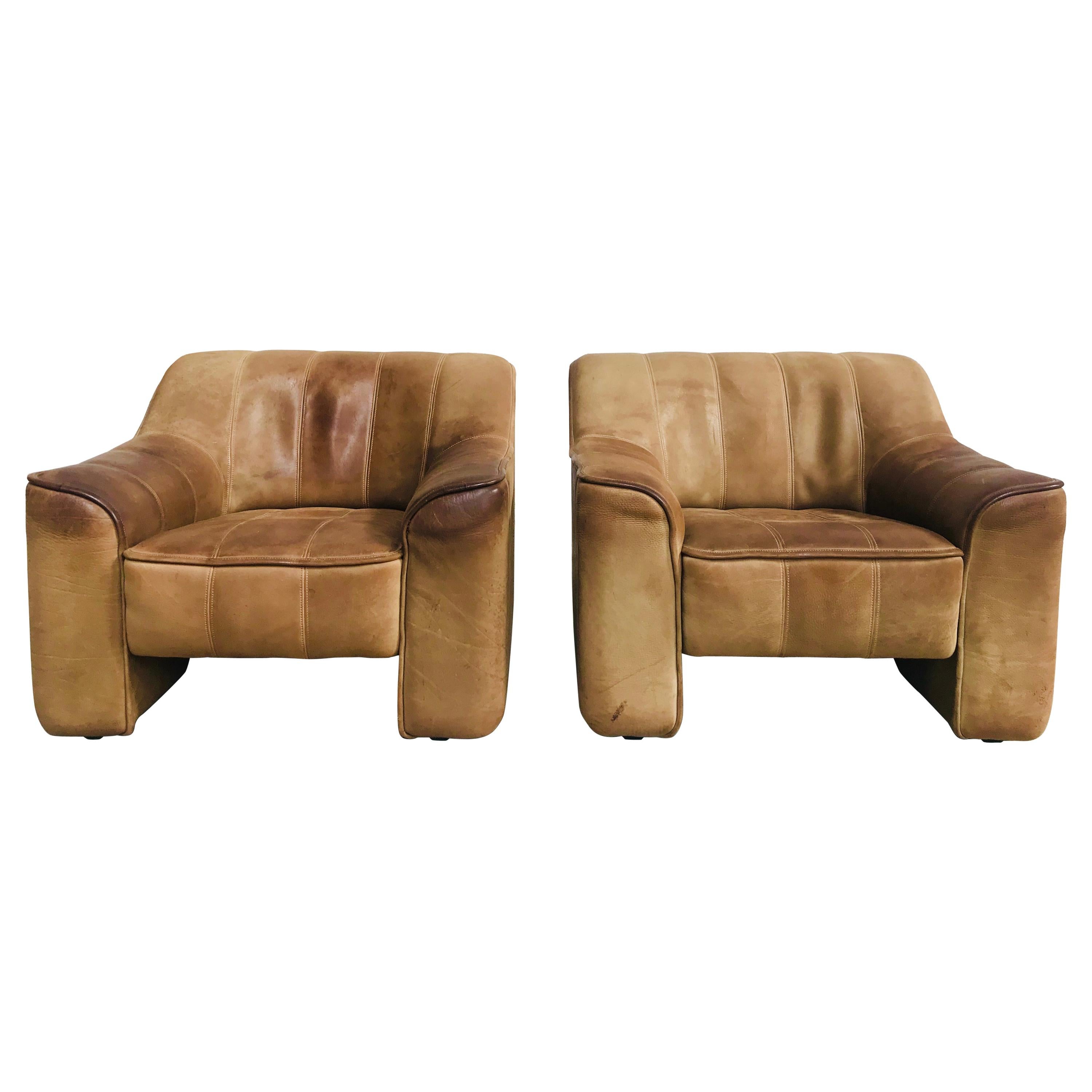 Set of 2 De Sede Ds-44 Lounge Chairs in Neck Leather by Desede, 1970s