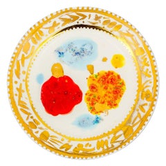 Set of 2 Dessert Plates Gold Hand Painted Coralla Maiuri Modern New