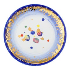 Contemporary Set of 2 Dessert Plates Gold Hand Painted Porcelain Tableware