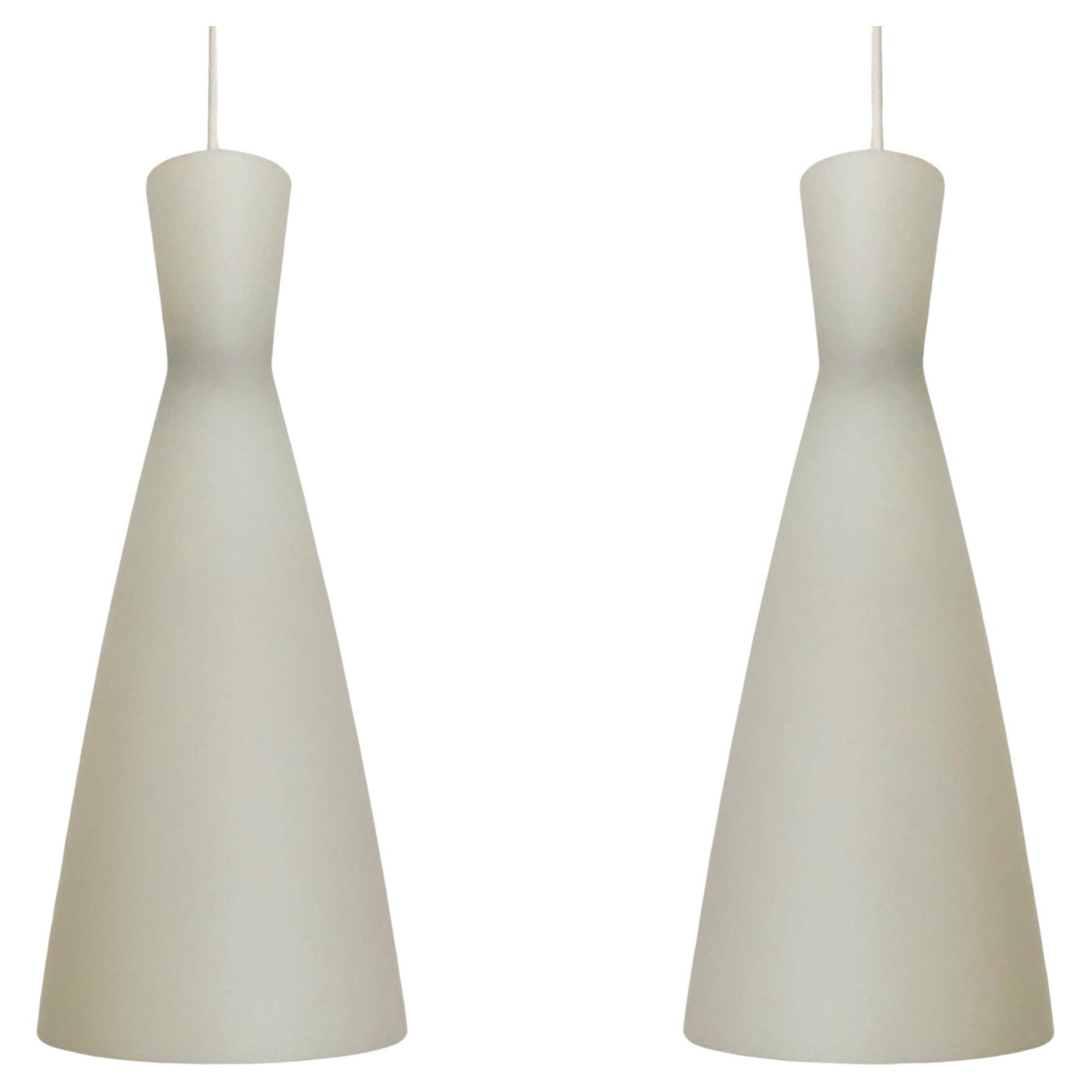Set of 2 Diabolo Glass Pendant Lamps by Aloys Gangkofner for Peill and Putzler For Sale